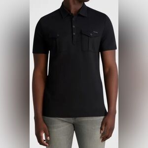 Karl Lagerfeld Paris Men's 2-Pocket Pima Cotton Polo Shirt logo classic preppy M